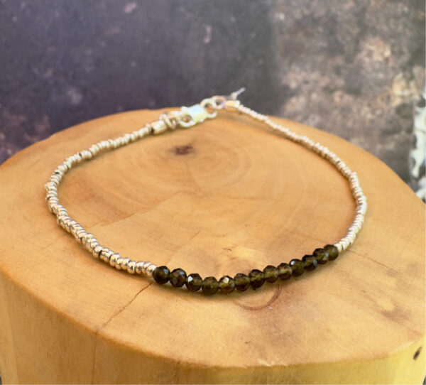 pulsera broches mostacillas obsidiana