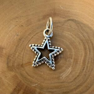 medalla hecha de plata 950 con diseño de estrella bordeada.