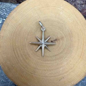 Medalla hecha de plata 950 con diseño de rosa de los 4 vientos