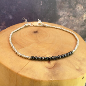 pulsera broche mostacillas plata mil hematita