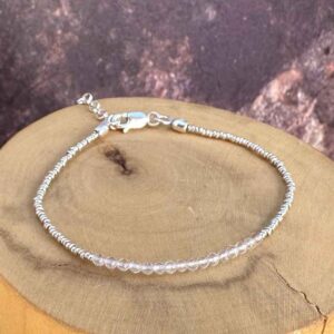 pulsera broche ajustable plata 1000 mostacillas cuarzo
