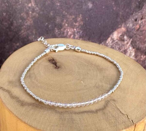 pulsera broche ajustable plata 1000 mostacillas cuarzo