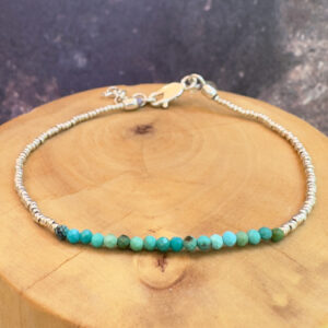 pulsera broche ajustable mostacillas turquesa