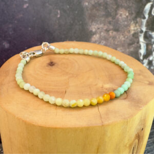 pulsera con broche ajustable mostacillas de plata pura y piedras de crisocola
