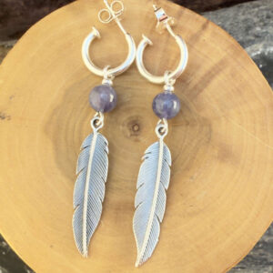 Aros Argollas y Plumas de Plata 950 con Tanzanita